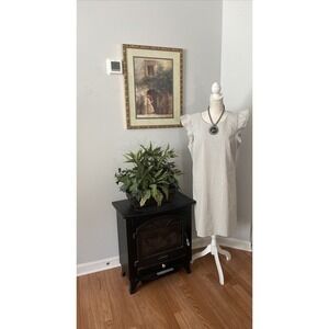 Jessica Howard Women Stripped Dress 18 Ruffle Sleeveless Open Back Zipper Sheath